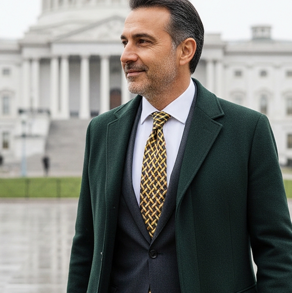 Moschino Basket-Print Smooth Weave Silk Neck Tie, Yellow Orange Green Black